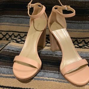 Stuart Weitzman Nearly Nude Block Leather Heels